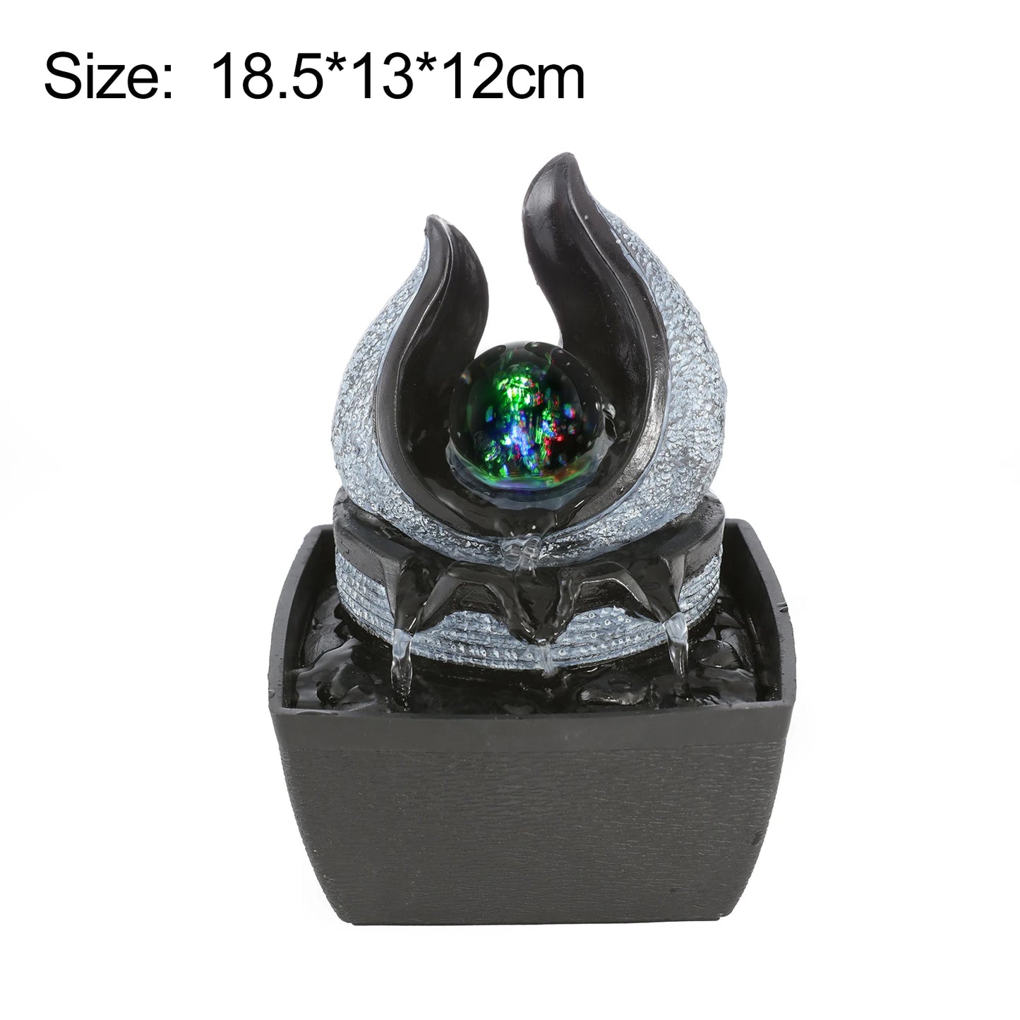 Antique Water Fountain Feng Shui with Rolling Ball LED Light Tabletop Fountain Decoration Living Room Office Home Lucky Ornament