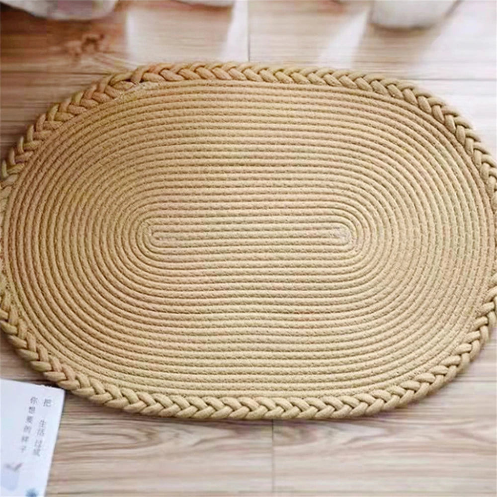 Hand-Woven Jute & Cotton Floor Mat – Natural texture, quiet simplicity for every room