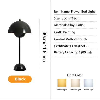 Oplaadbare tafellamp in de vorm van een bloemknop – Zachte, bloeiende gloed voor rustige, moderne ruimtes
