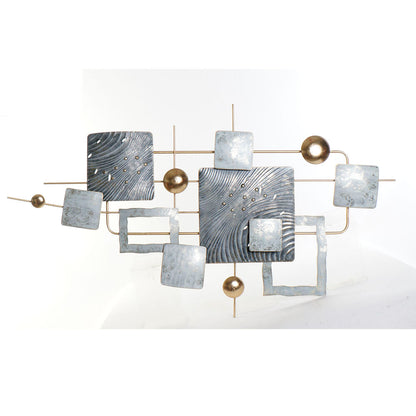 Abstract Wall Art — Gold & Celeste Metal