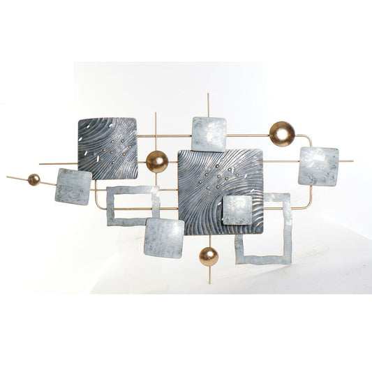 Abstract Wall Art — Gold & Celeste Metal