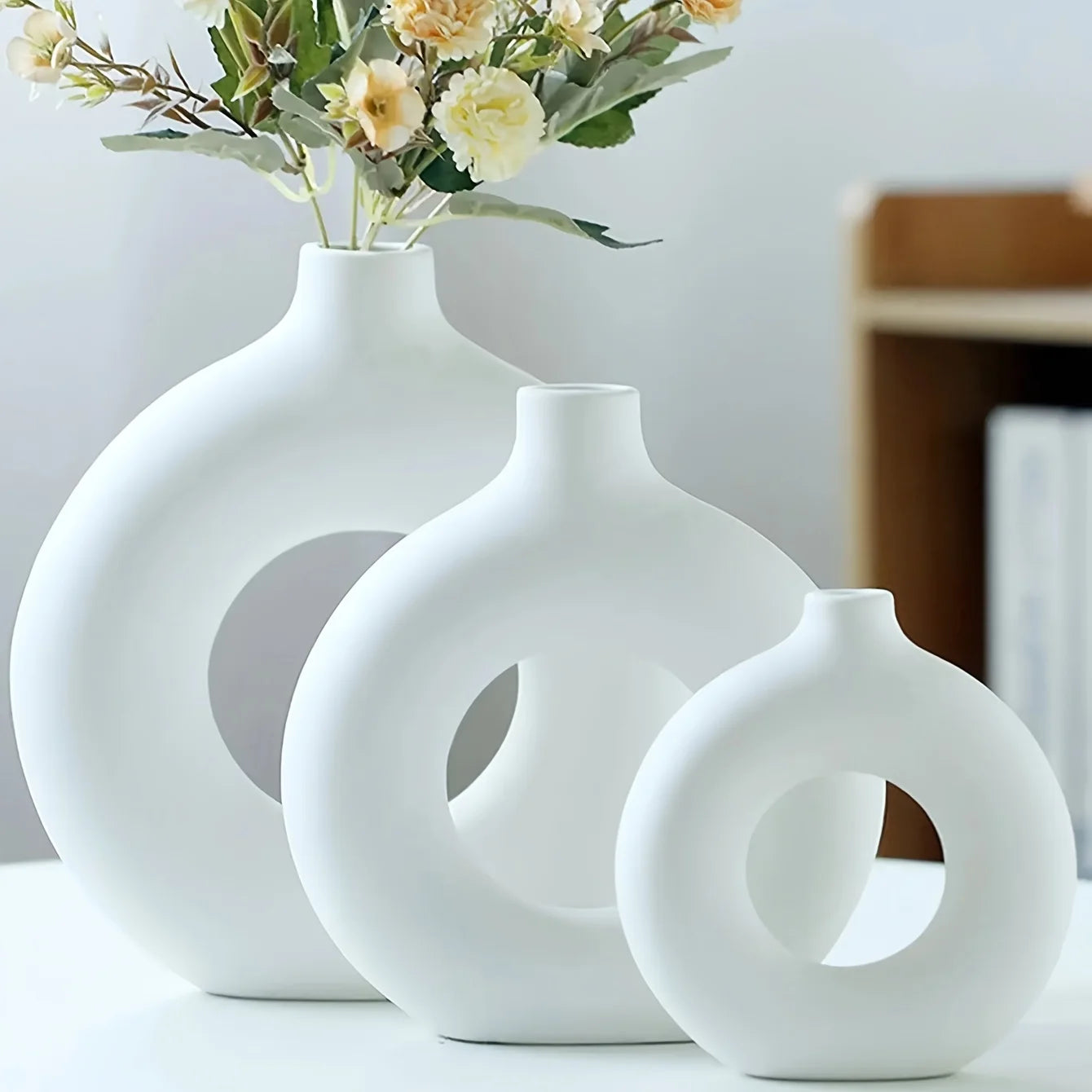 Ceramic Donut Vase for Modern Home Decor