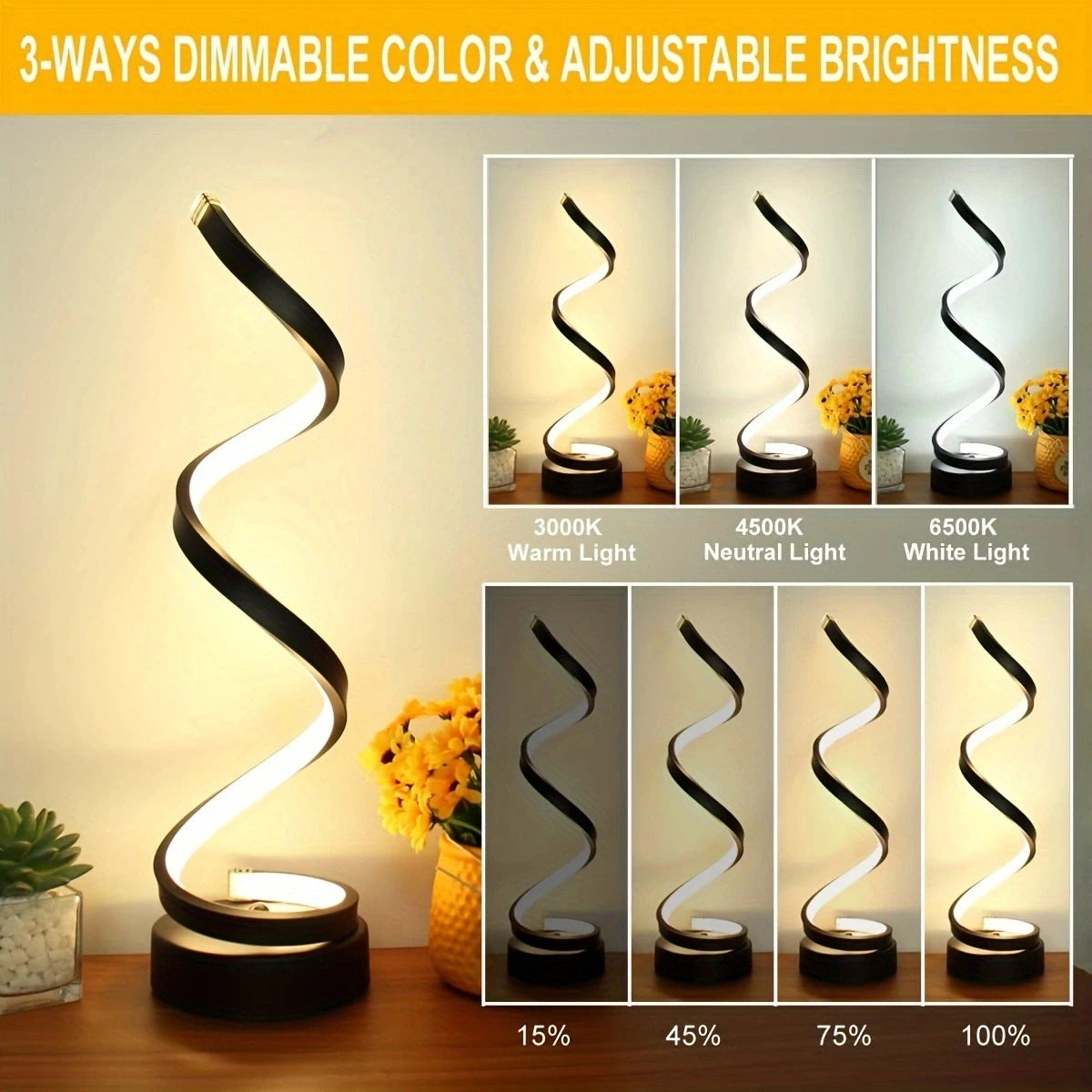 Modern Spiral LED Table Lamp for Living Room and Bedroom