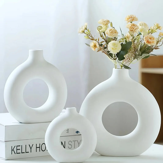 Ceramic Donut Vase for Modern Home Decor