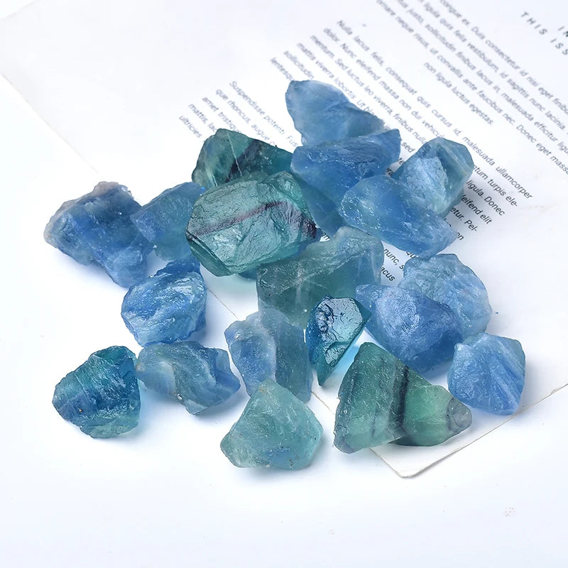 Natural Stone Blue Green Fluorite Crystal Quartz Irregular Original Stone Mineral Reiki Healing Stone Home Aquarium Ornaments