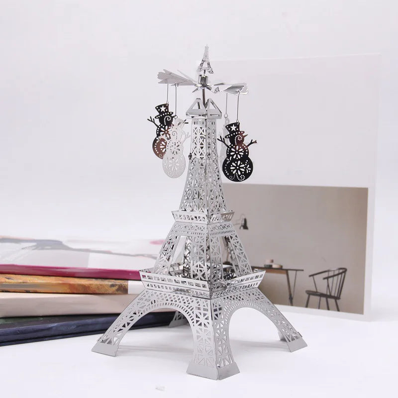 Eiffel Tower Rotating Candle Holder – Parisian light, gentle motion, timeless romance