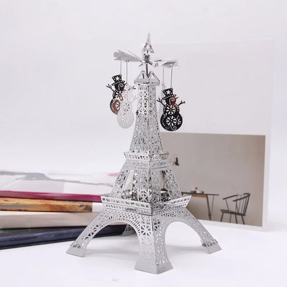 Eiffel Tower Rotating Candle Holder – Parisian light, gentle motion, timeless romance