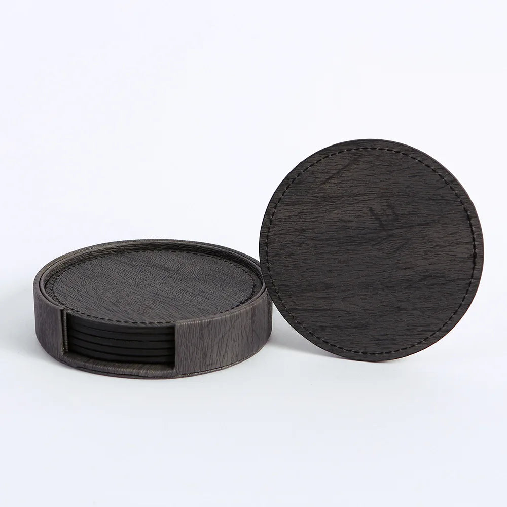 Wood Grain Leather Coaster Set – Quiet texture, simple warmth for everyday moments