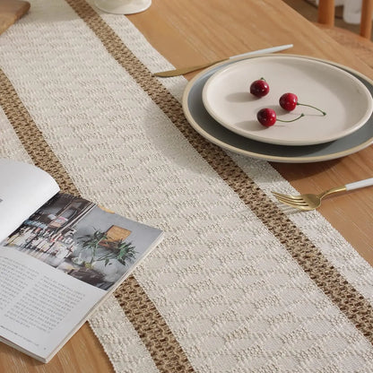 Boho Blue Hemstitch Table Runner – Soft threads of calm and character