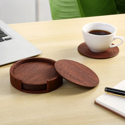 Wood Grain Leather Coaster Set – Quiet texture, simple warmth for everyday moments