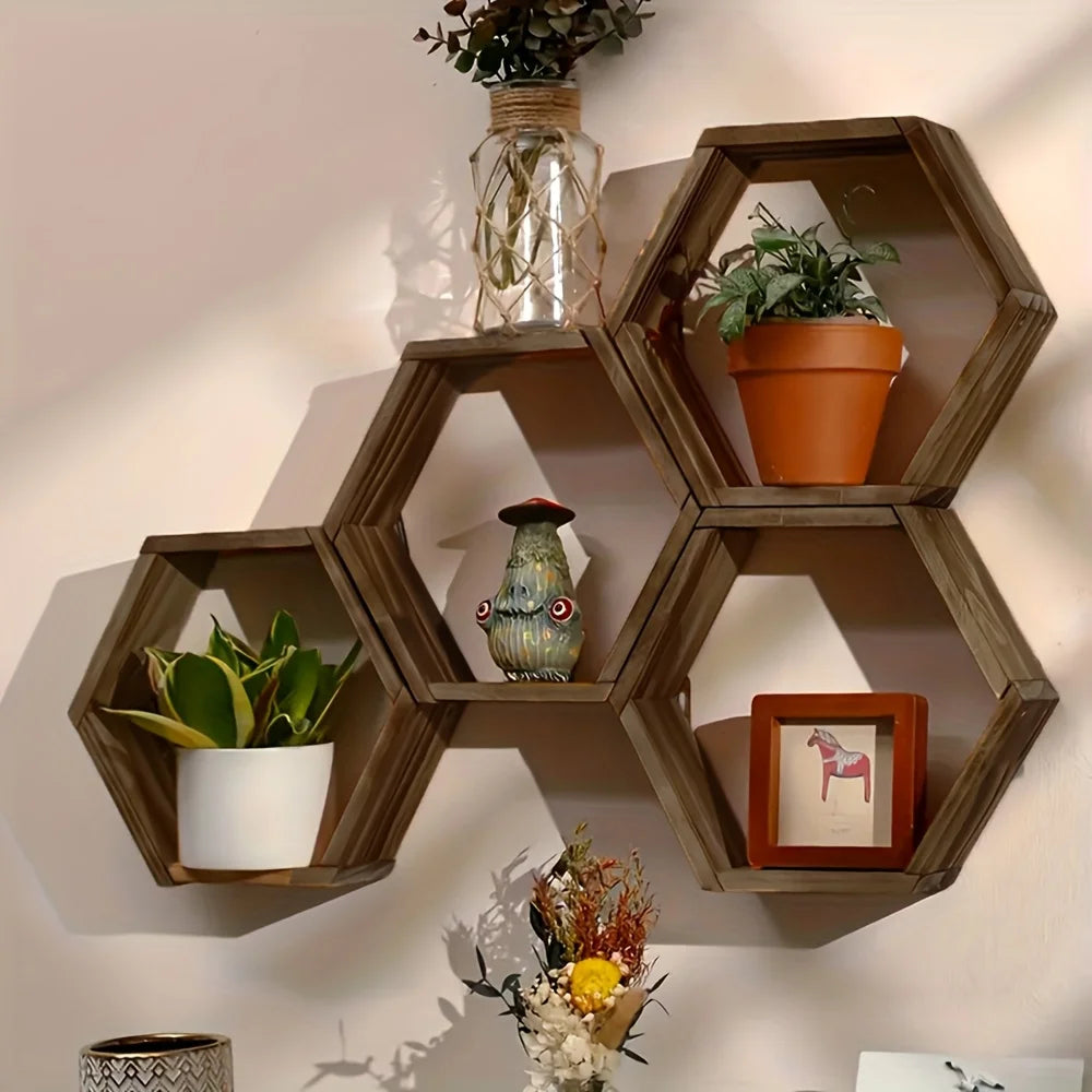 Hexagon Floating Wall Shelf – Quiet symmetry for thoughtful spaces