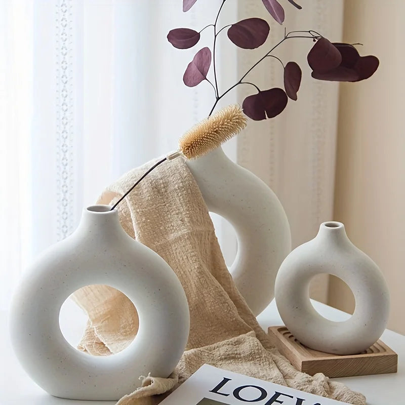 Ceramic Donut Vase for Modern Home Decor