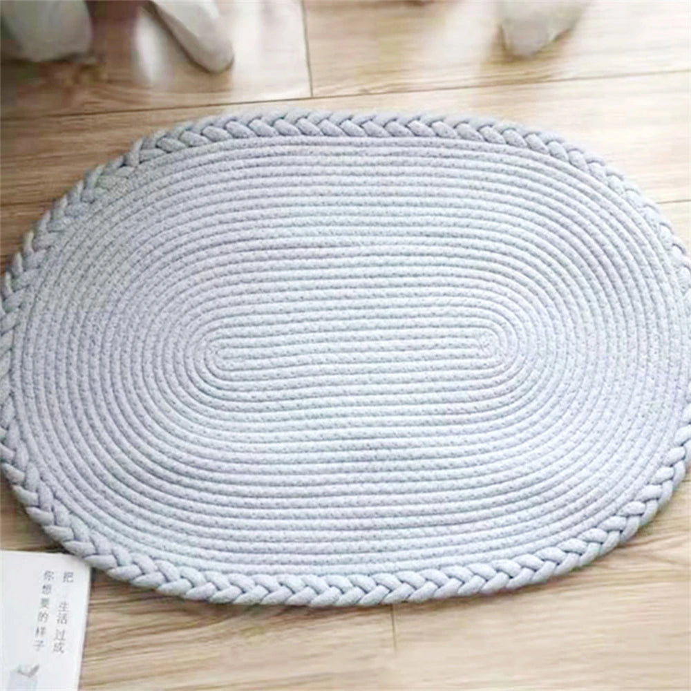 Hand-Woven Jute & Cotton Floor Mat – Natural texture, quiet simplicity for every room