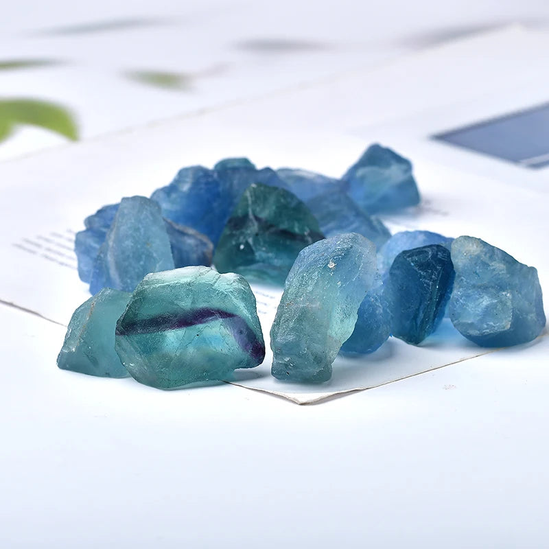 Natural Stone Blue Green Fluorite Crystal Quartz Irregular Original Stone Mineral Reiki Healing Stone Home Aquarium Ornaments