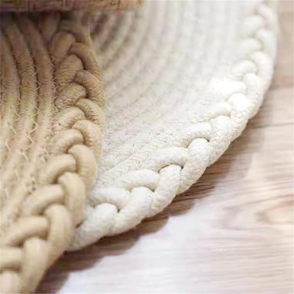 Hand-Woven Jute & Cotton Floor Mat – Natural texture, quiet simplicity for every room