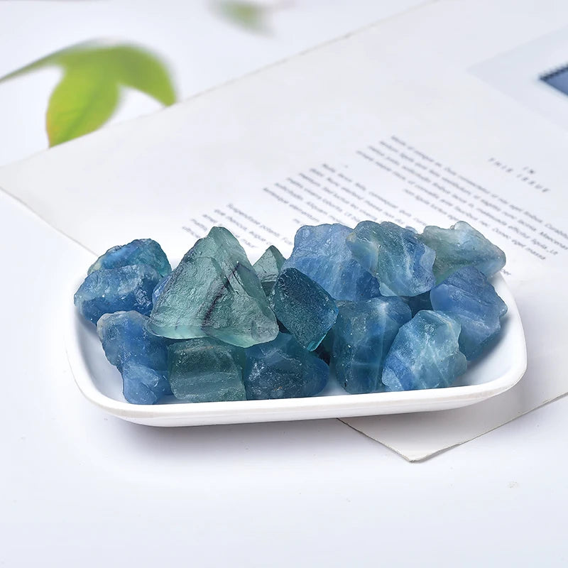 Natural Stone Blue Green Fluorite Crystal Quartz Irregular Original Stone Mineral Reiki Healing Stone Home Aquarium Ornaments