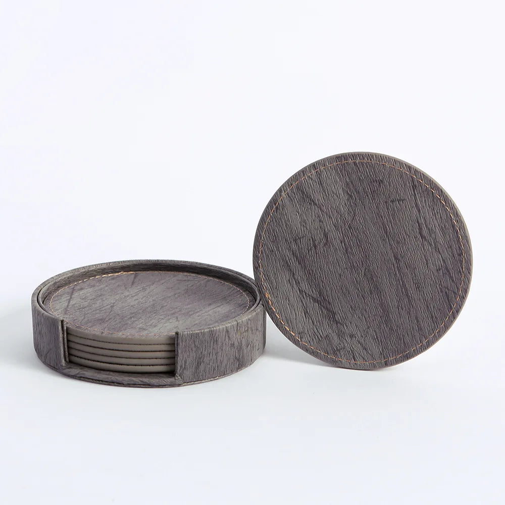 Wood Grain Leather Coaster Set – Quiet texture, simple warmth for everyday moments
