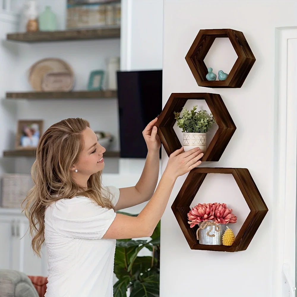 Hexagon Floating Wall Shelf – Quiet symmetry for thoughtful spaces