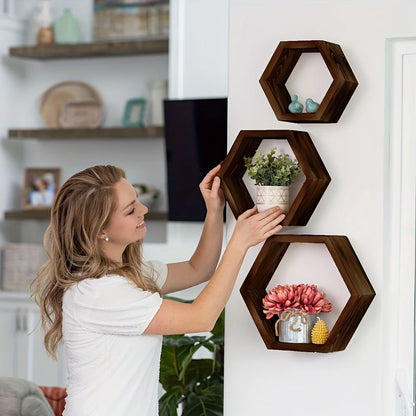 Hexagon Floating Wall Shelf – Quiet symmetry for thoughtful spaces