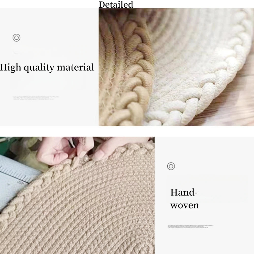 Hand-Woven Jute & Cotton Floor Mat – Natural texture, quiet simplicity for every room