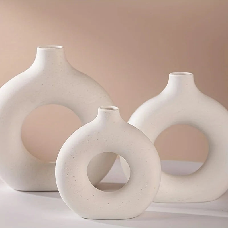 Ceramic Donut Vase for Modern Home Decor