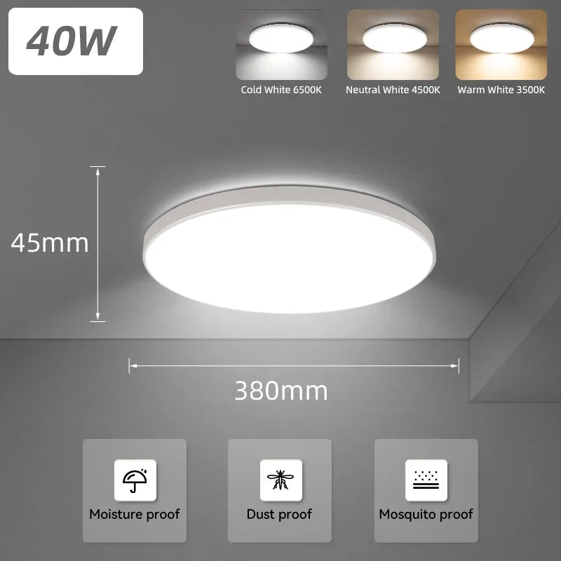 Modern LED Ceiling Lamp – Slim, Bright & Waterproof Design