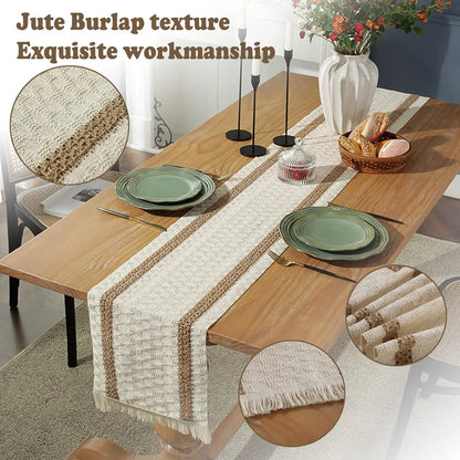 Boho Blue Hemstitch Table Runner – Soft threads of calm and character