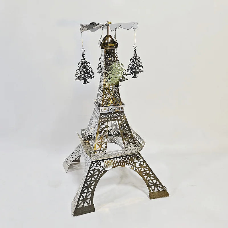 Eiffel Tower Rotating Candle Holder – Parisian light, gentle motion, timeless romance