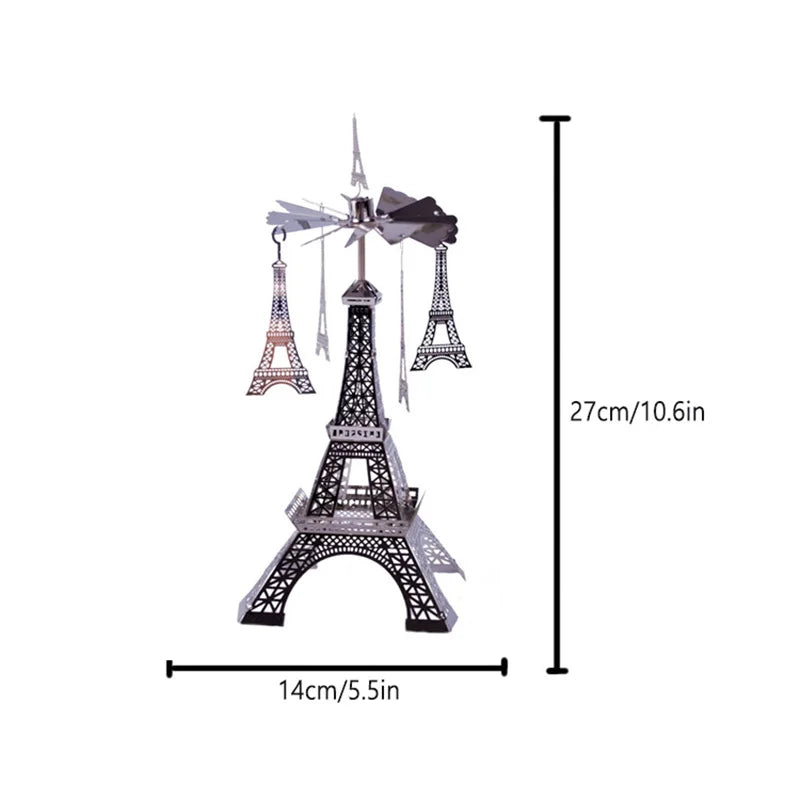 Eiffel Tower Rotating Candle Holder – Parisian light, gentle motion, timeless romance