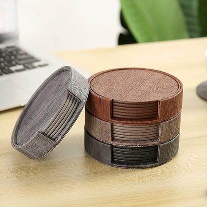 Wood Grain Leather Coaster Set – Quiet texture, simple warmth for everyday moments