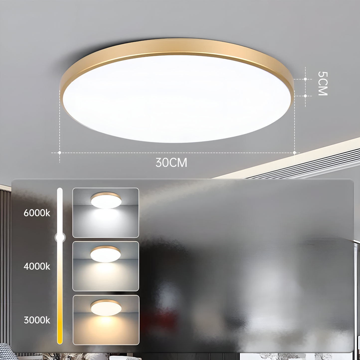 Moderne LED-plafondlamp – Slank, helder en waterdicht ontwerp